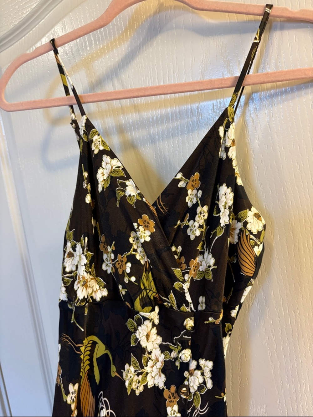 Dark Brown Floral Maxi Slip Dress with Spaghetti Straps - Picture 10 of 13